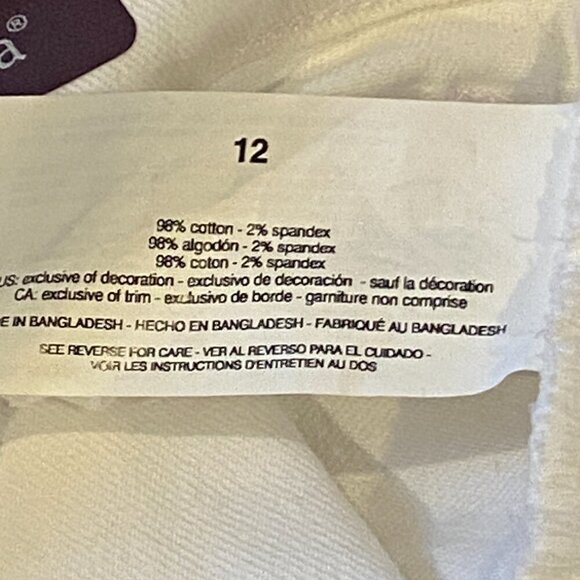 Gloria Vanderbilt Amanda Cropped White Jeans Sz 12 #330E - Picture 6 of 7